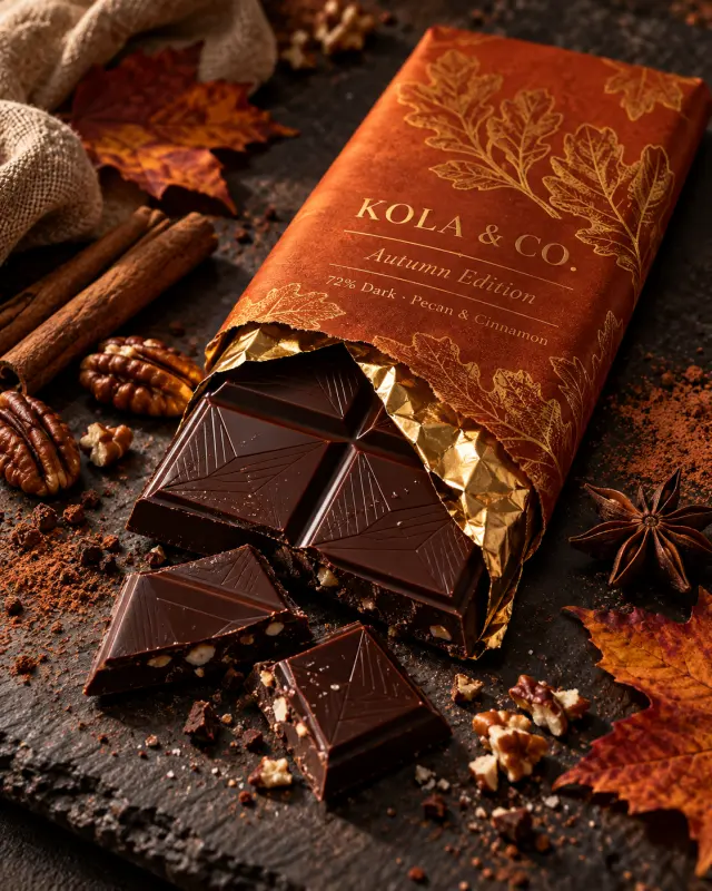 Autumn Artisan Chocolate Bar Packaging Shot