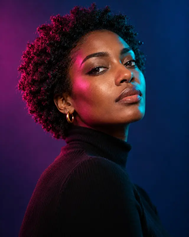 Editorial Portrait with Bold Color Gel Lighting