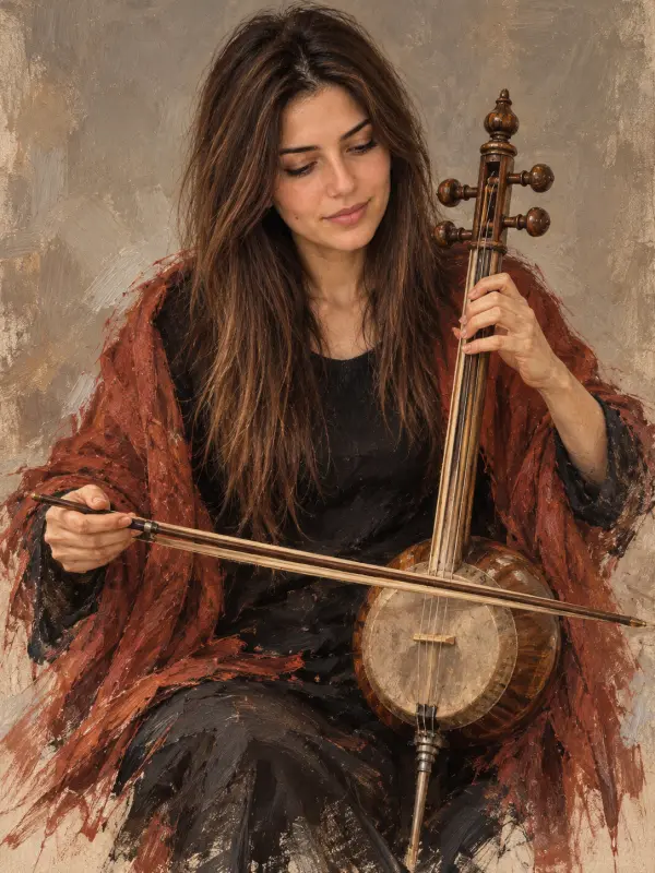 Kamancheh Player, Expressive Painterly Portrait