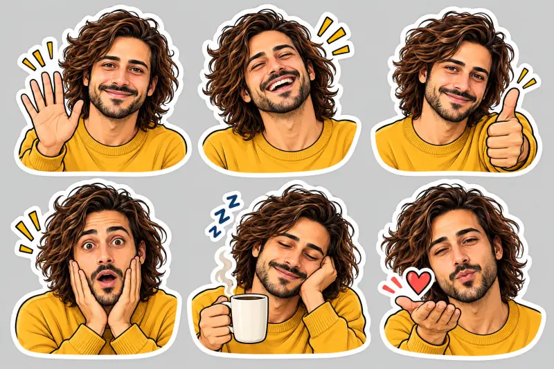 Sticker Sheet of Yourself with 6 Expressions