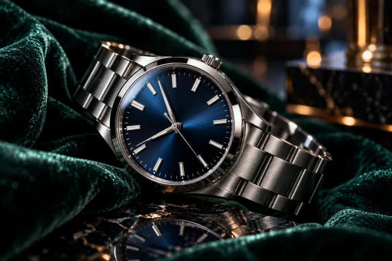Premium Watch on Dark Velvet, Macro Shot