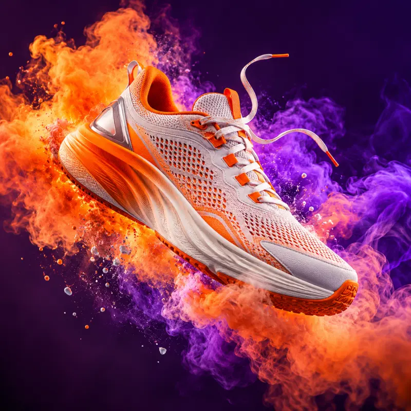 Sneaker Floating in Colored Smoke