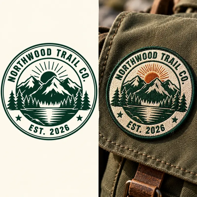 Vintage Outdoor Badge Logo with Mountains