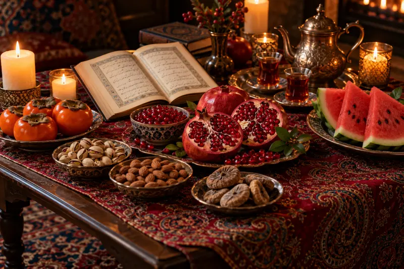 Yalda Night Table with Pomegranates